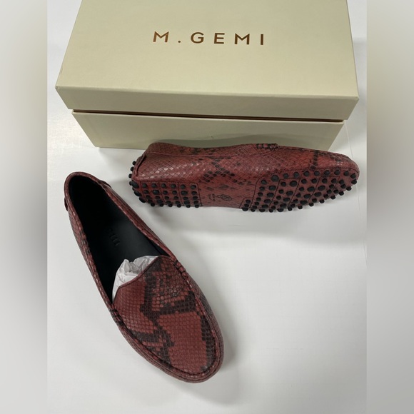 M Gemi Italian Printed Leather Wine & Black Driving Moccasins Size EU 38 US7 - Picture 2 of 16